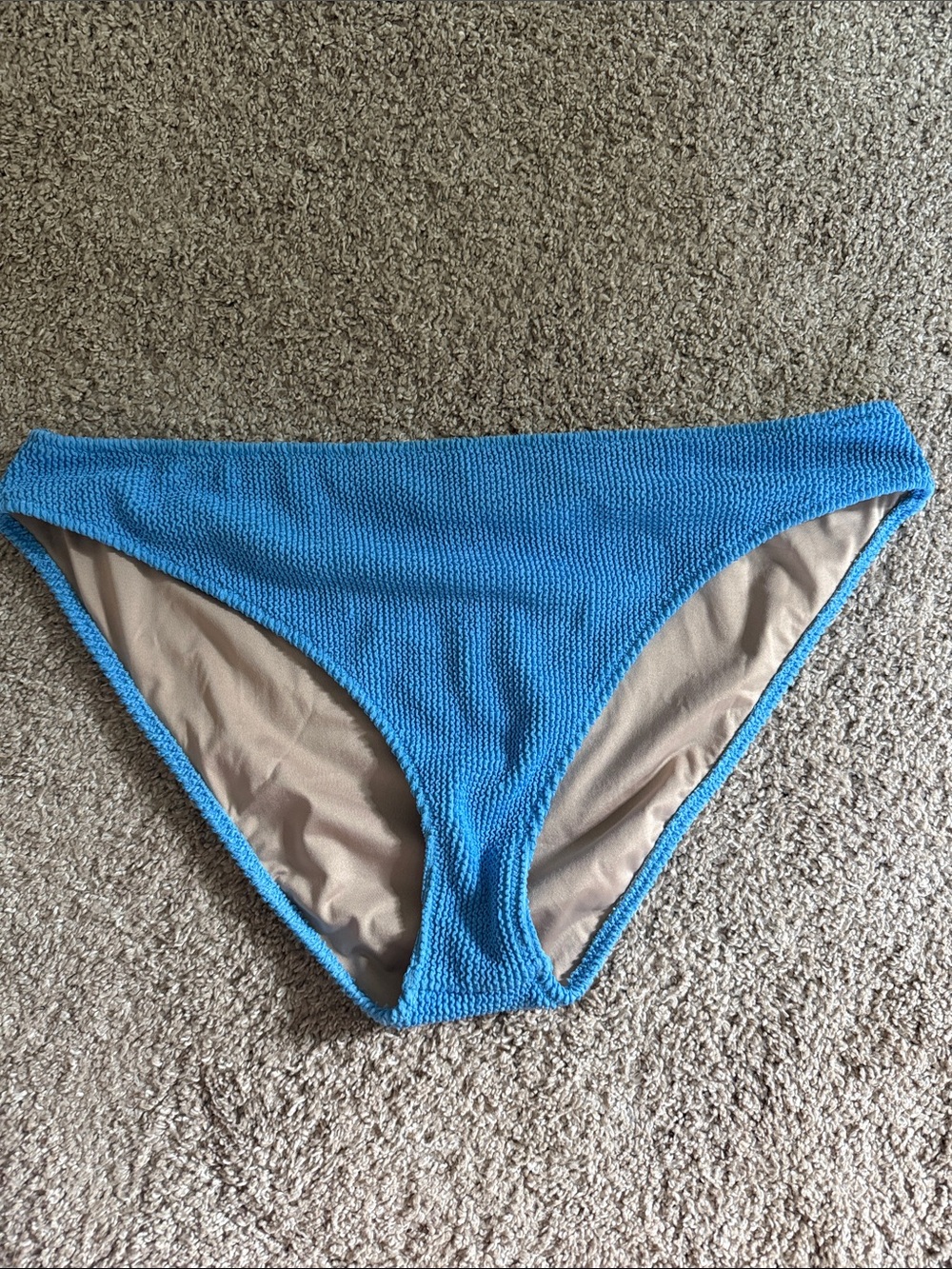 Blue ribbed bikini bottoms